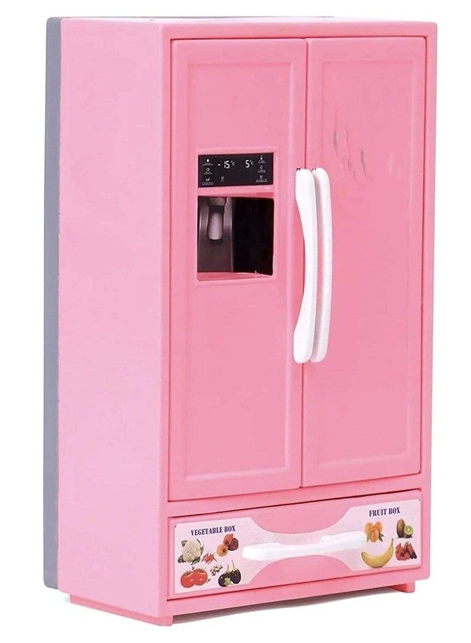 Shivaaro Plastic Premium Fridge Toy for Kids, Lovely 2 Drawer Refrigerator Kitchen Toy (Pink) - Image 1